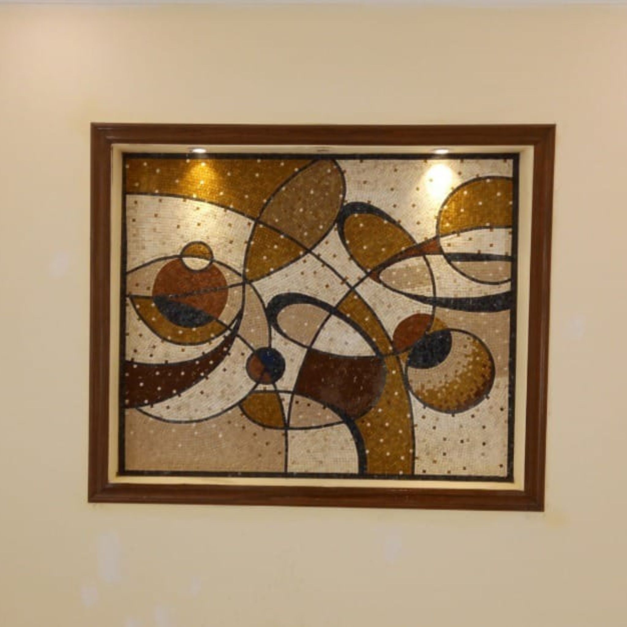 Golden Abstract Marble Mosaic Wall Panel