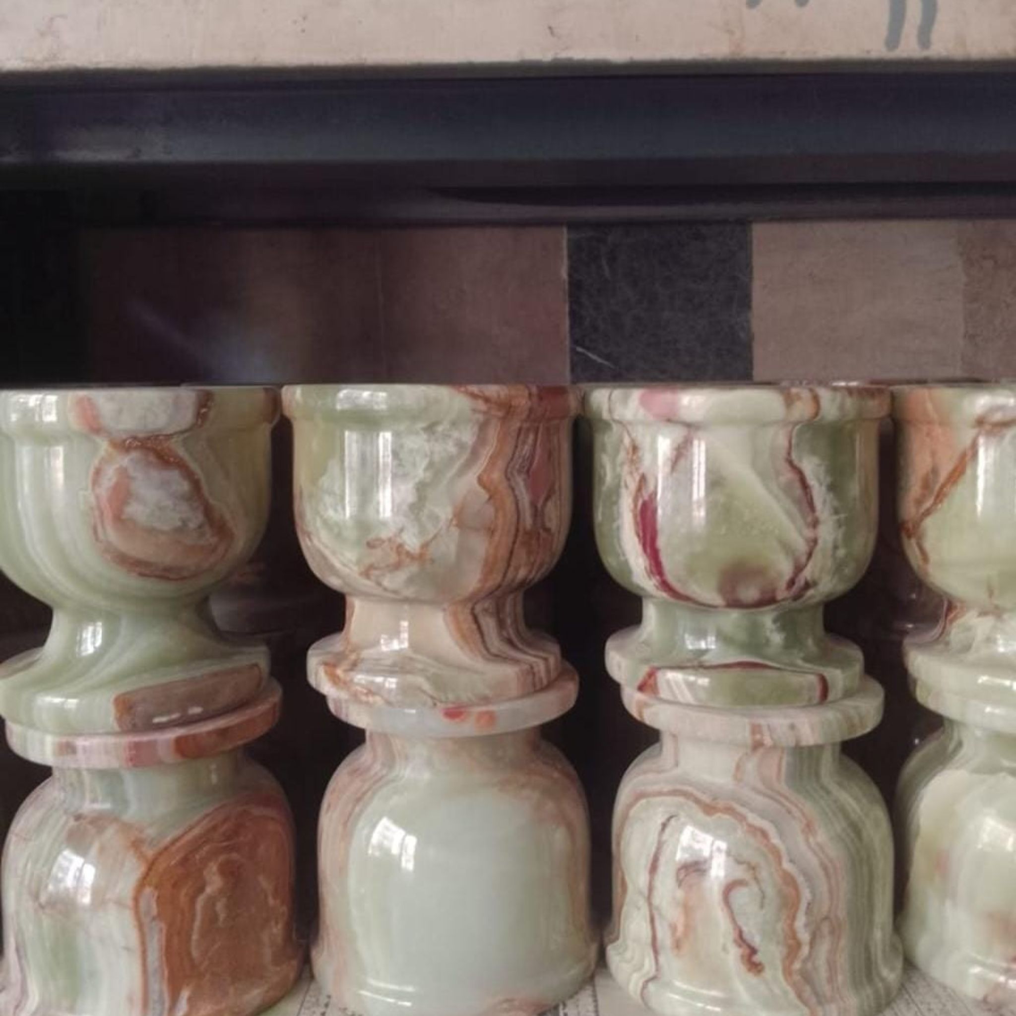 Green Onyx Mini Pedestal Vase Set