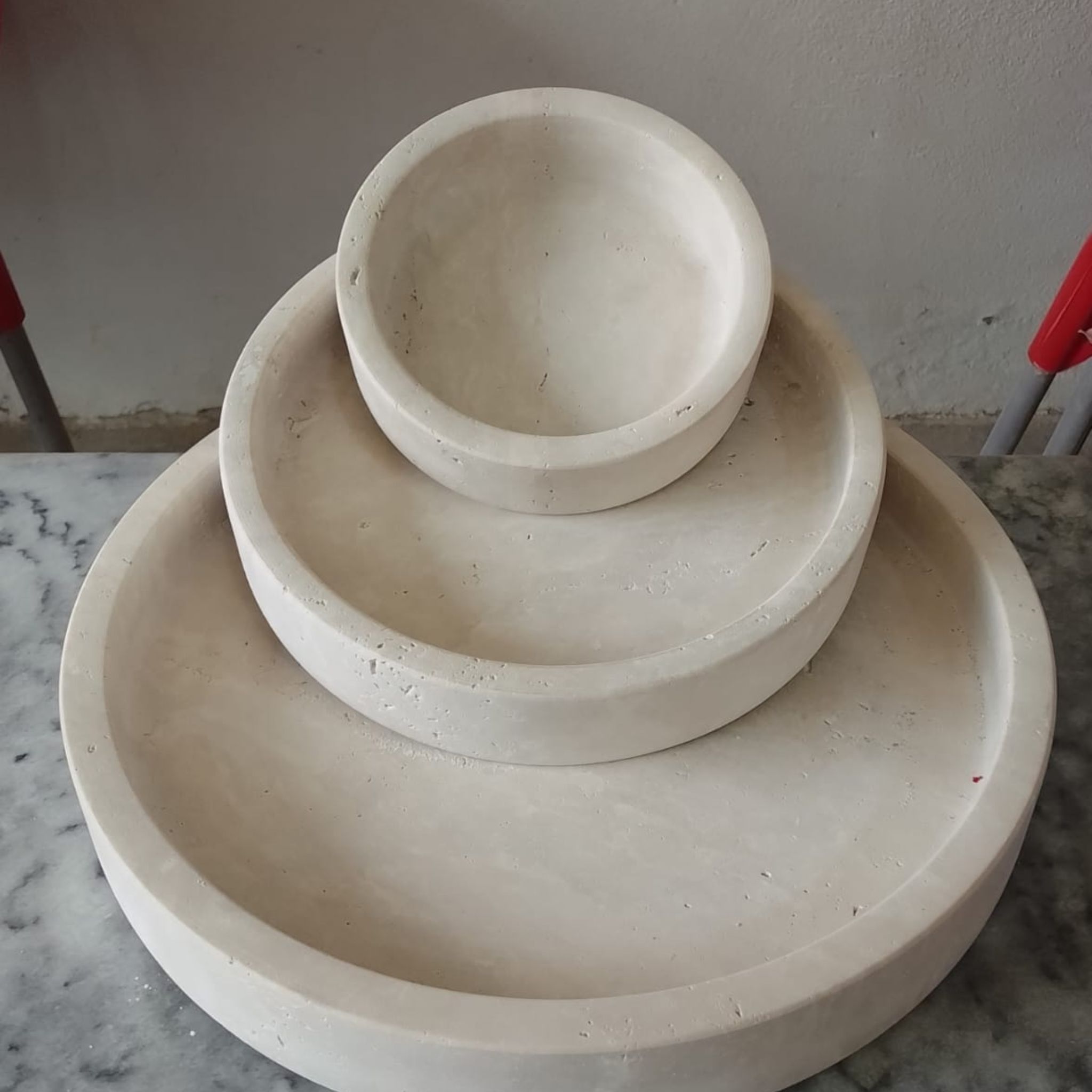 Beige Travertine Nesting Bowl Set